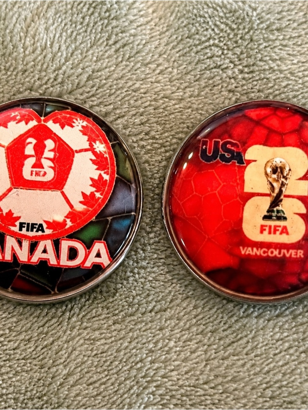 2026 FIFA World Cup Canada Soccer Lapel Pin Set of 2 New 1” Collectible